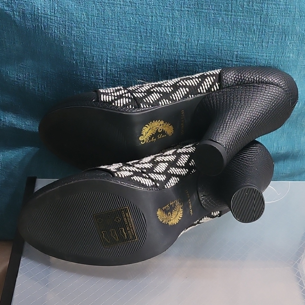 Ruby Shoo Black & White Woven Pattern Platform He… - image 5
